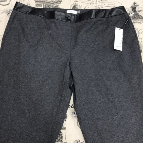 Calvin Klein Plus Size Faux-Leather-Waist Pants - Picture 4 of 8